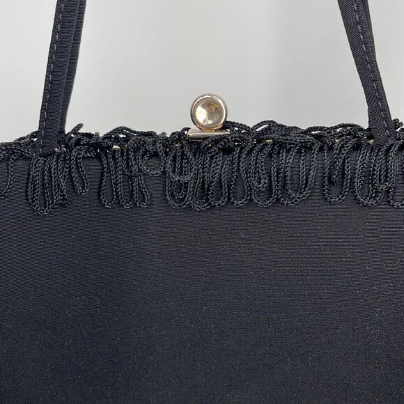 Vintage Black satin fringe bag. - Picture 9 of 12